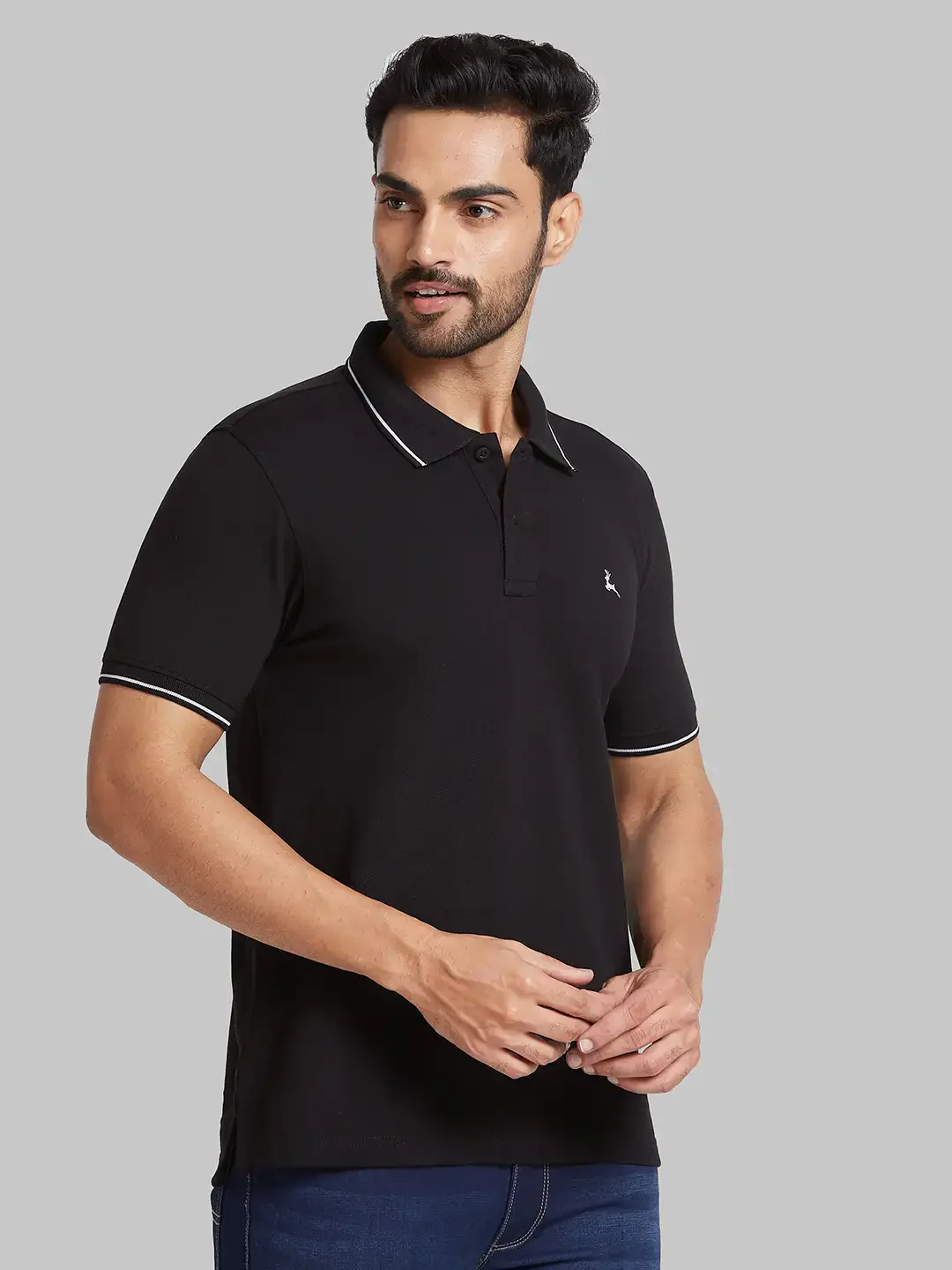 Parx Men Black Solid Regular Fit Cotton Blend T-Shirt - Image 2