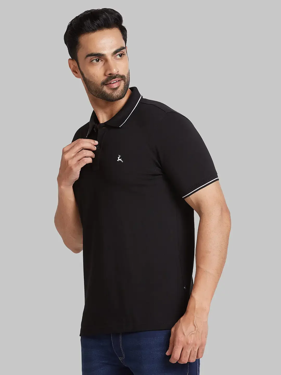Parx Men Black Solid Regular Fit Cotton Blend T-Shirt - Image 3