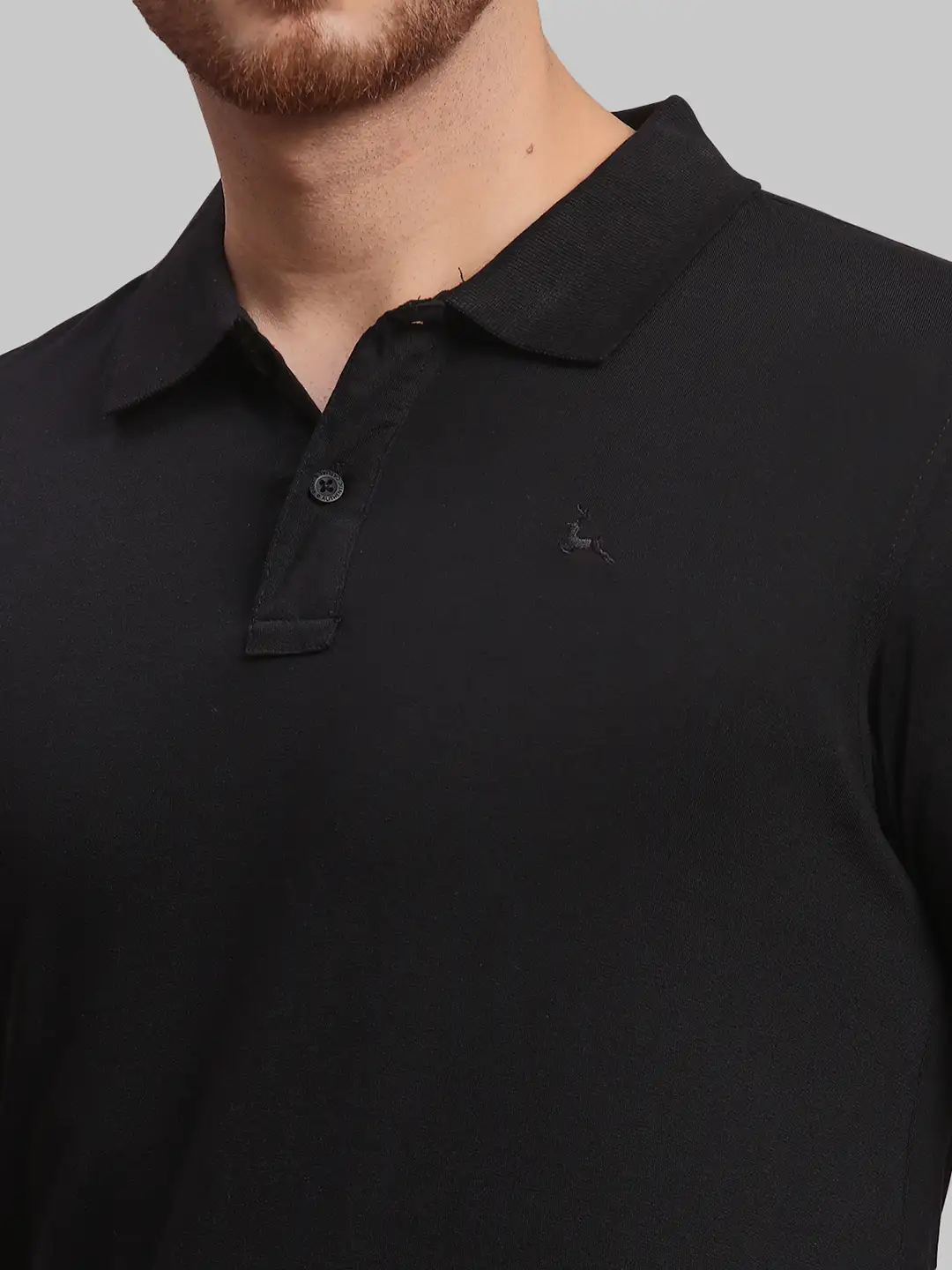Parx Men Black Solid Regular Fit Cotton Half Sleeve Polo Neck T-Shirt - Image 6