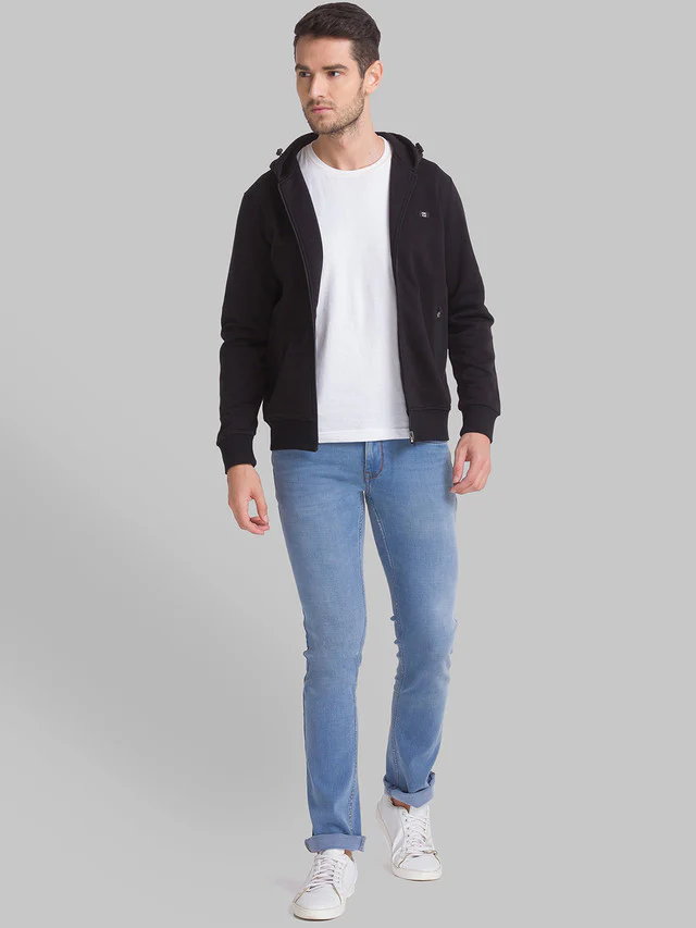 Parx Men Black Solid Regular Fit Full Sleeve Hooded Neck Sweatshirt - Image 5