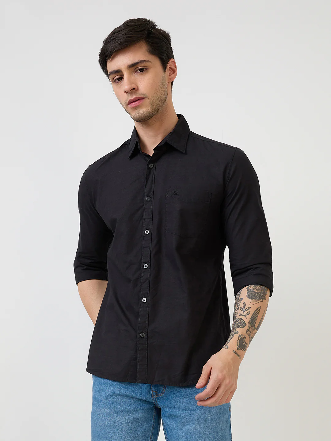 Parx Men Black Solid Slim Fit Cotton Casual Shirt - Image 6