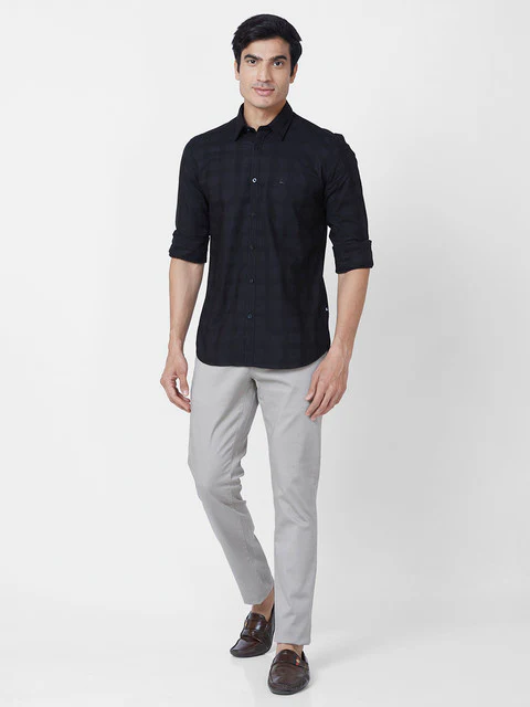 Parx Men Black Solid Slim Fit Cotton Casual Shirts - Image 5