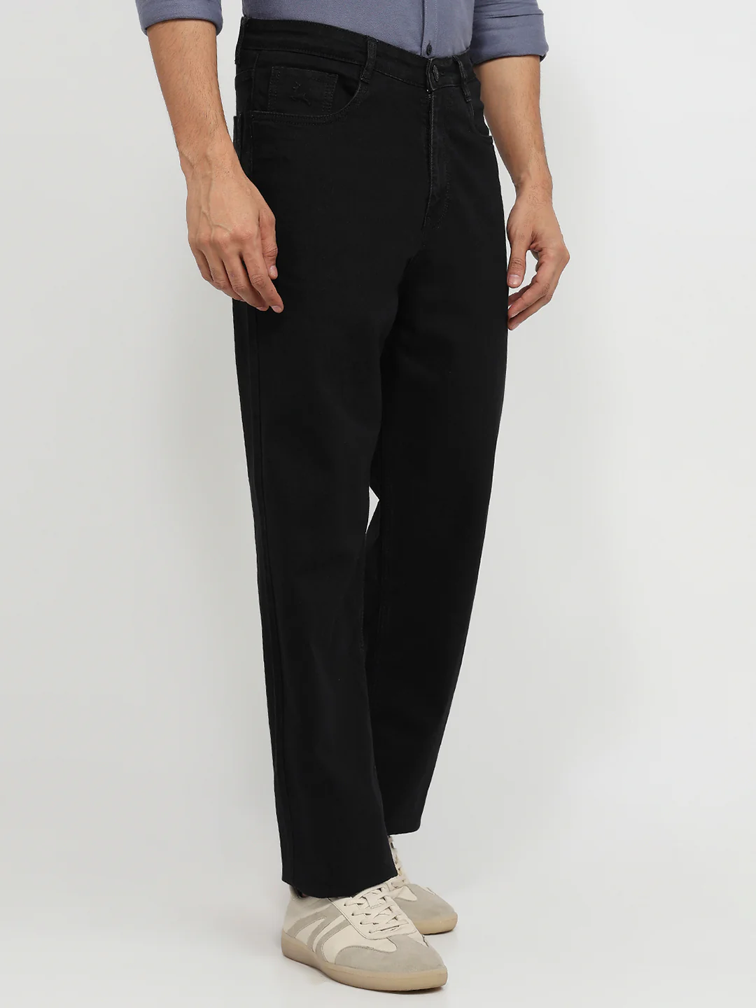 Parx Men Black Twill Slim Tapered Fit Cotton Blend Jeans - Image 3
