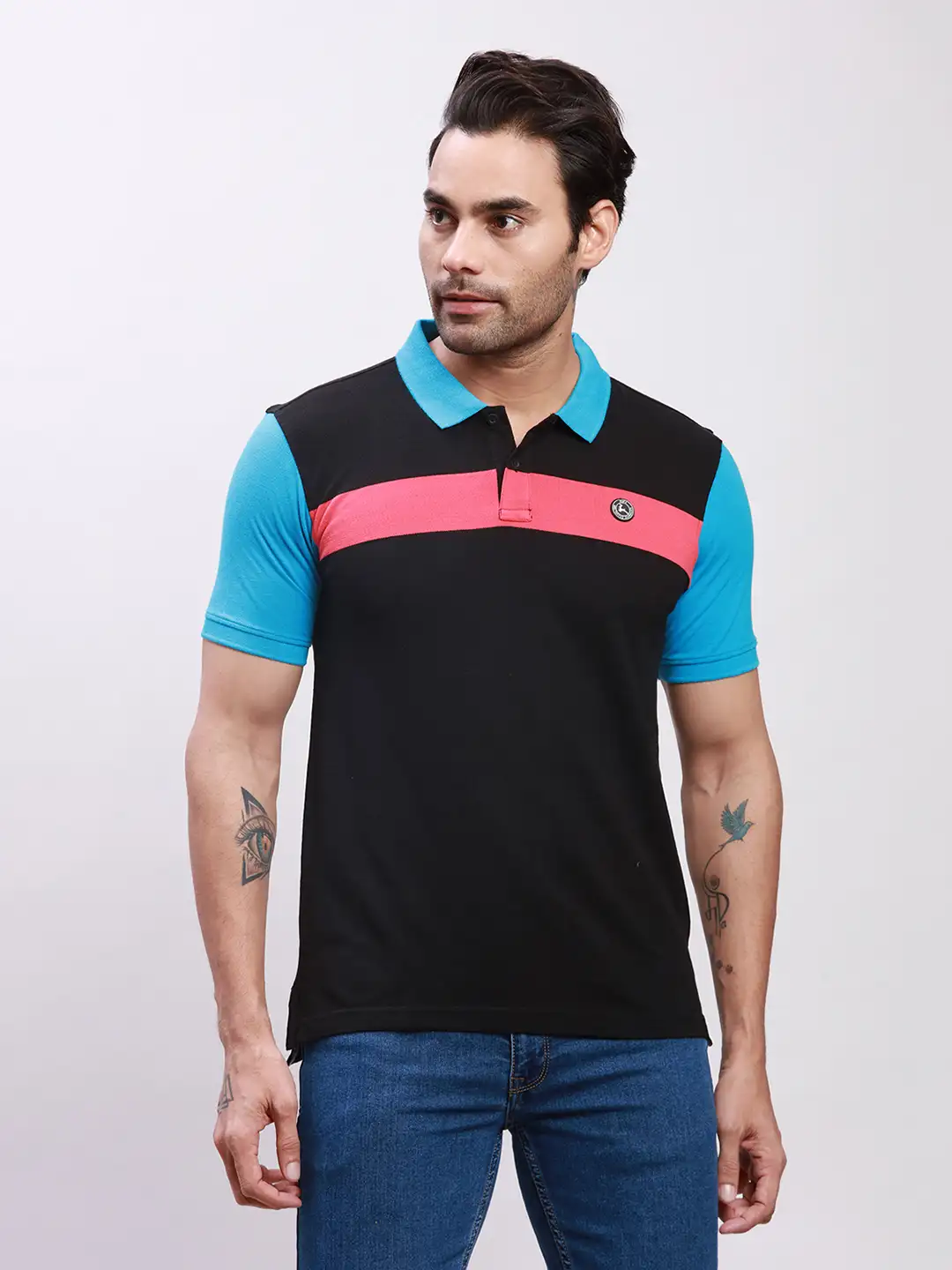 Parx Men Black Yarn Dyed Regular Fit Cotton T-Shirt