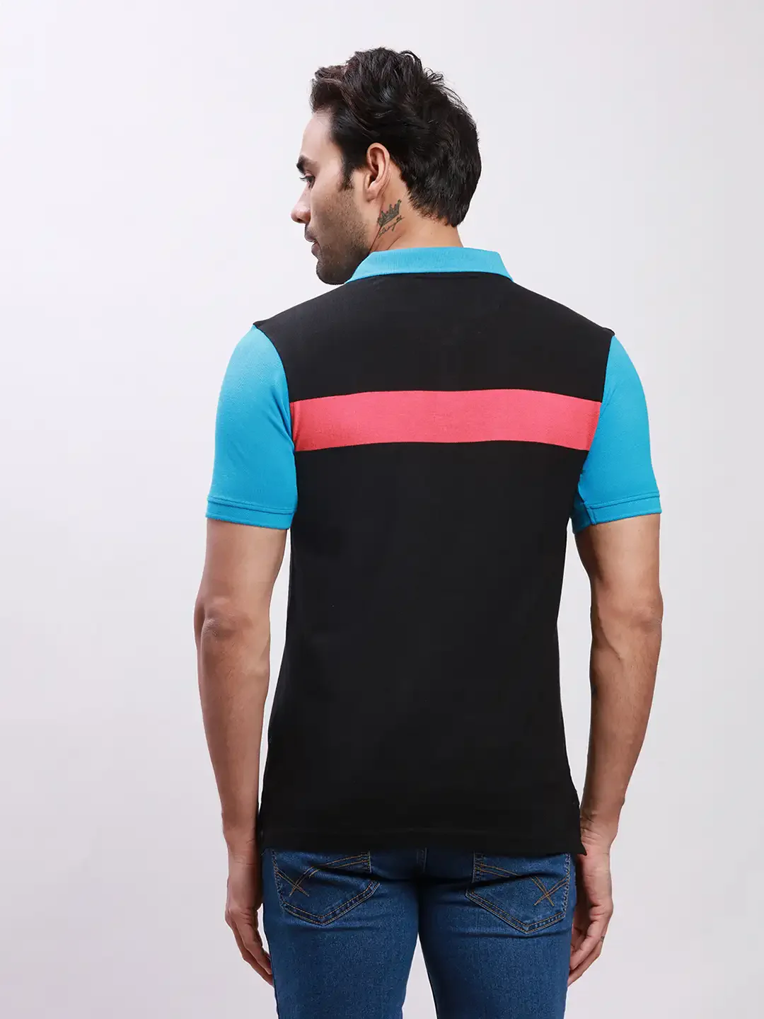 Parx Men Black Yarn Dyed Regular Fit Cotton T-Shirt - Image 4