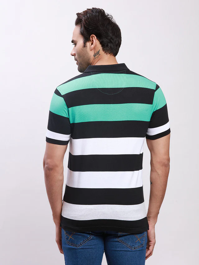 Parx Men Black Regular Fit Yarn Dyed Polo Neck Collar T-Shirt - Image 4