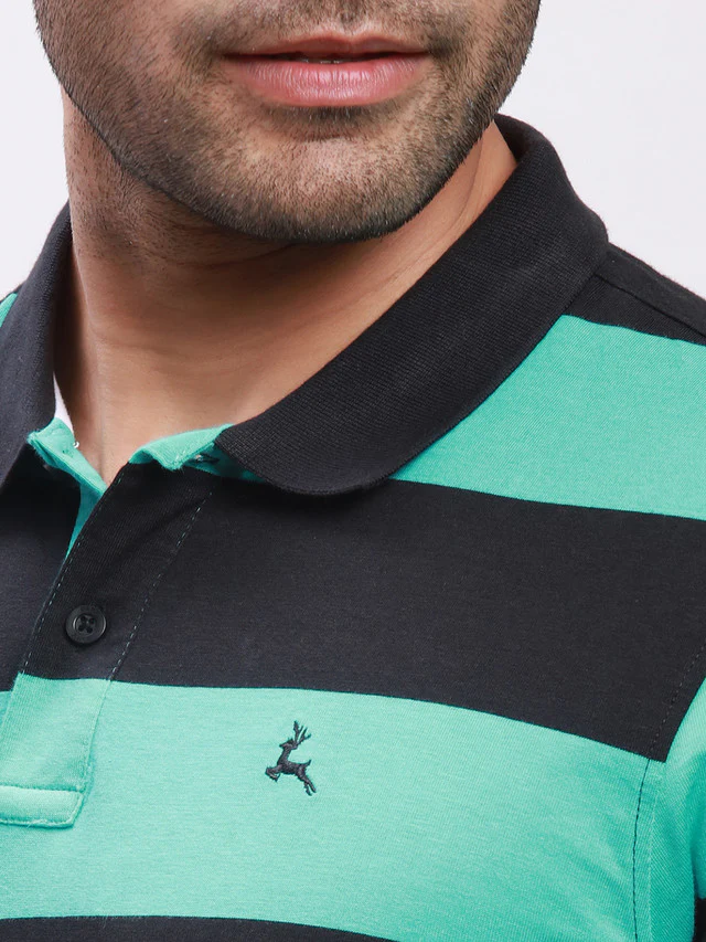 Parx Men Black Regular Fit Yarn Dyed Polo Neck Collar T-Shirt - Image 6