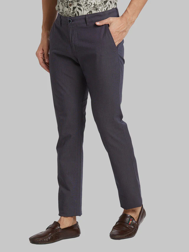 Parx Men Black Yarn Dyed Tapered Fit Trouser - Image 3