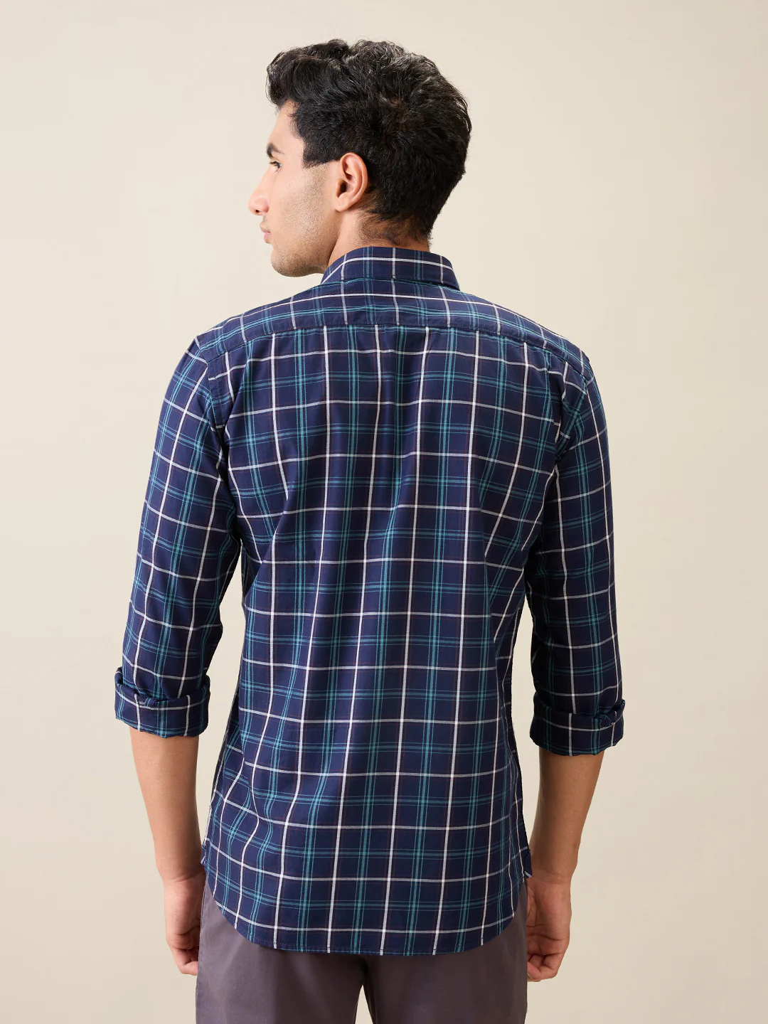 Parx Men Blue Checks Slim Fit Cotton Casual Shirt - Image 5