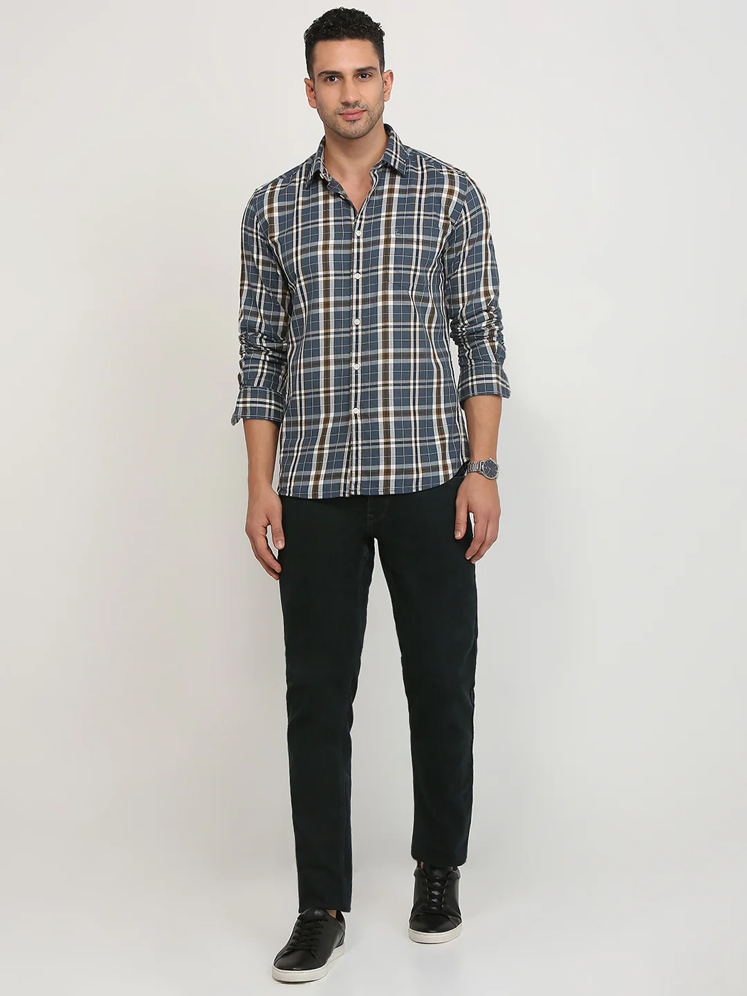 Parx Men Blue Slim Fit Checks Casual Shirt - Image 5