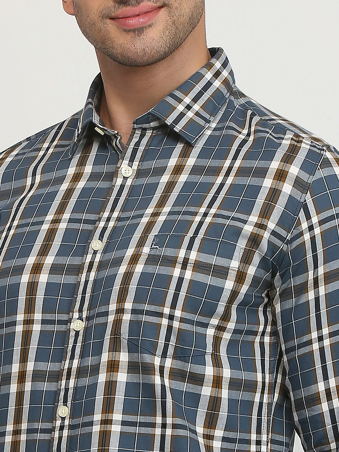 Parx Men Blue Slim Fit Checks Casual Shirt - Image 6