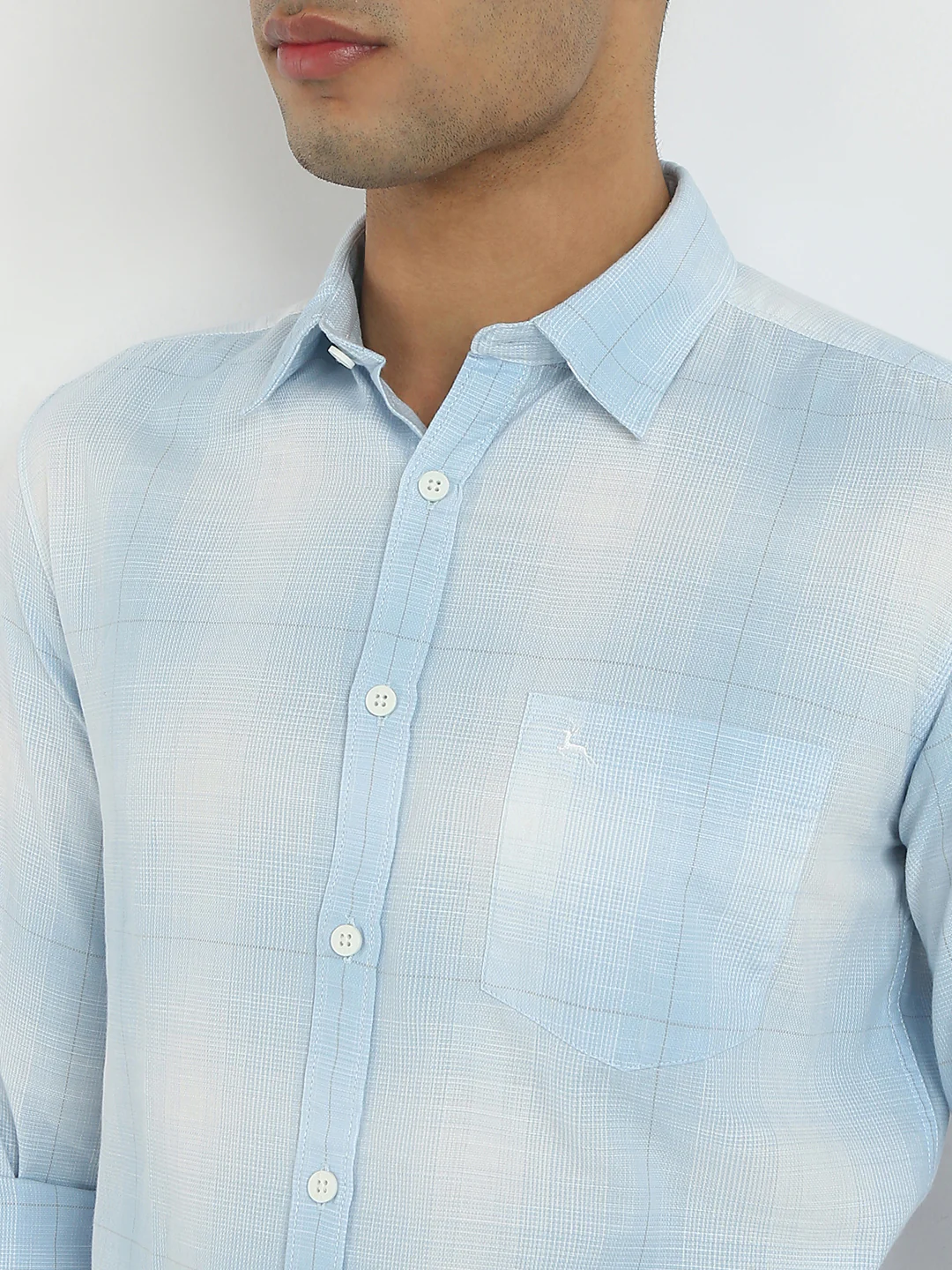 Parx Men Blue Checks Slim Fit Cotton Casual Shirt - Image 6