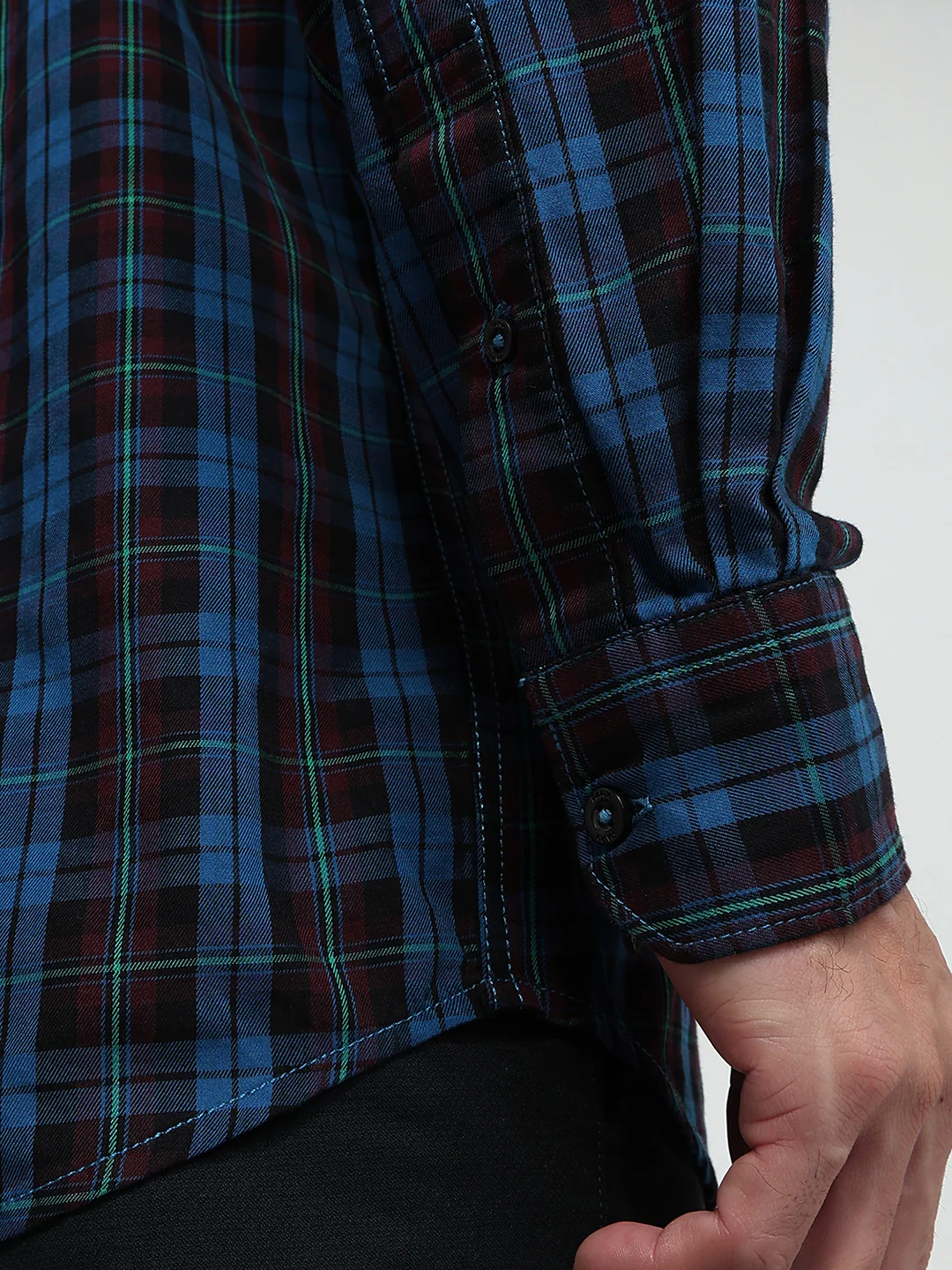 Parx Men Blue Checks Slim Fit Cotton Casual Shirt - Image 7
