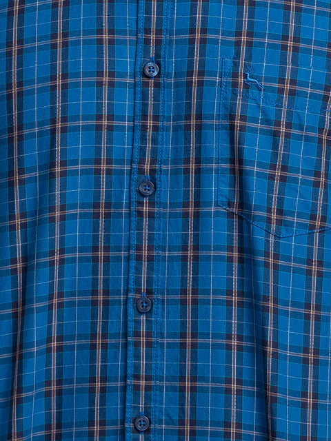 Parx Men Blue Checks Slim Fit Cotton Shirt - Image 7