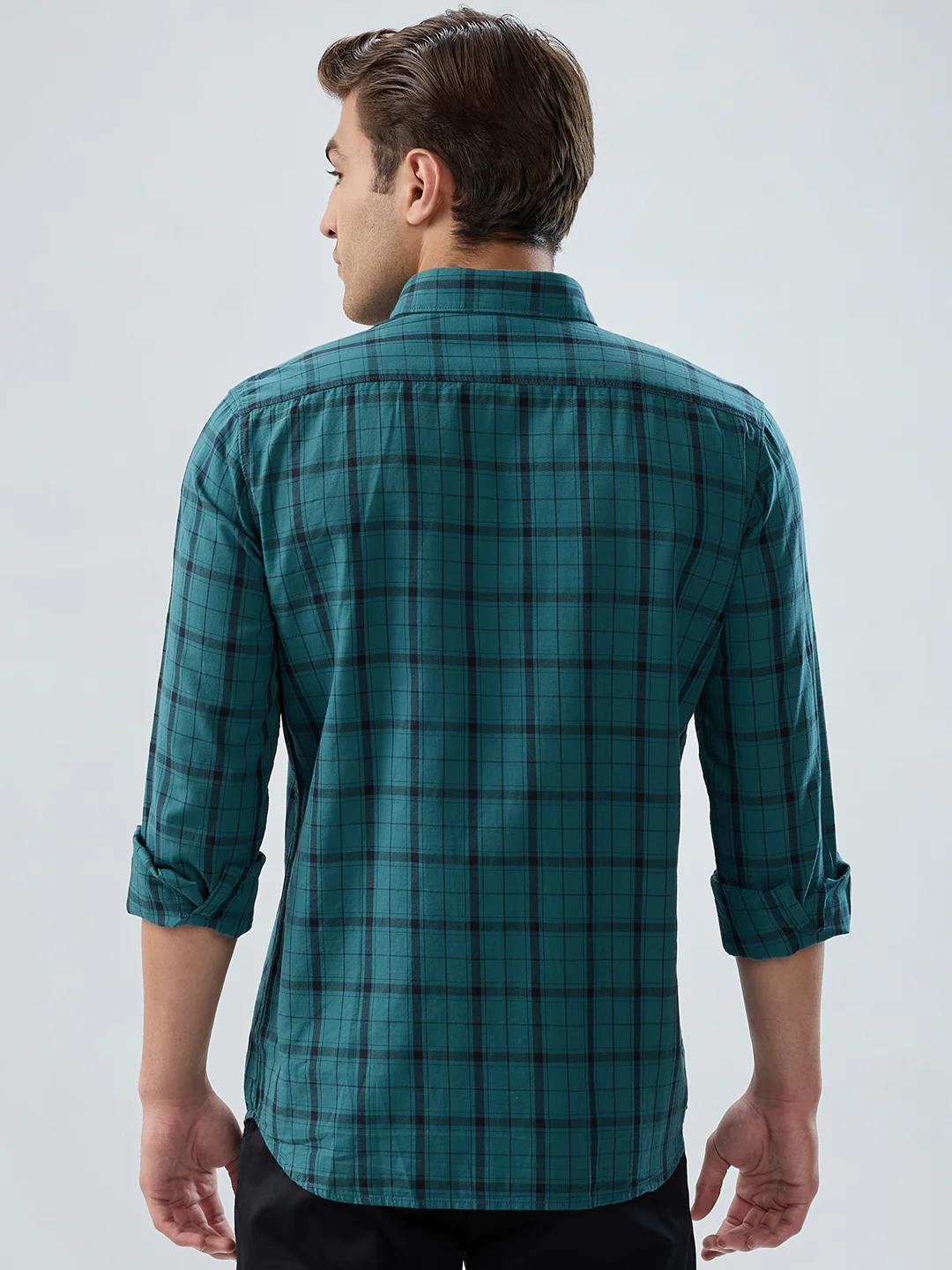 Parx Men Blue Checks Slim Fit Cotton Shirt - Image 4