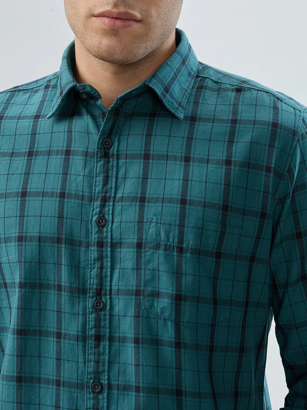 Parx Men Blue Checks Slim Fit Cotton Shirt - Image 6