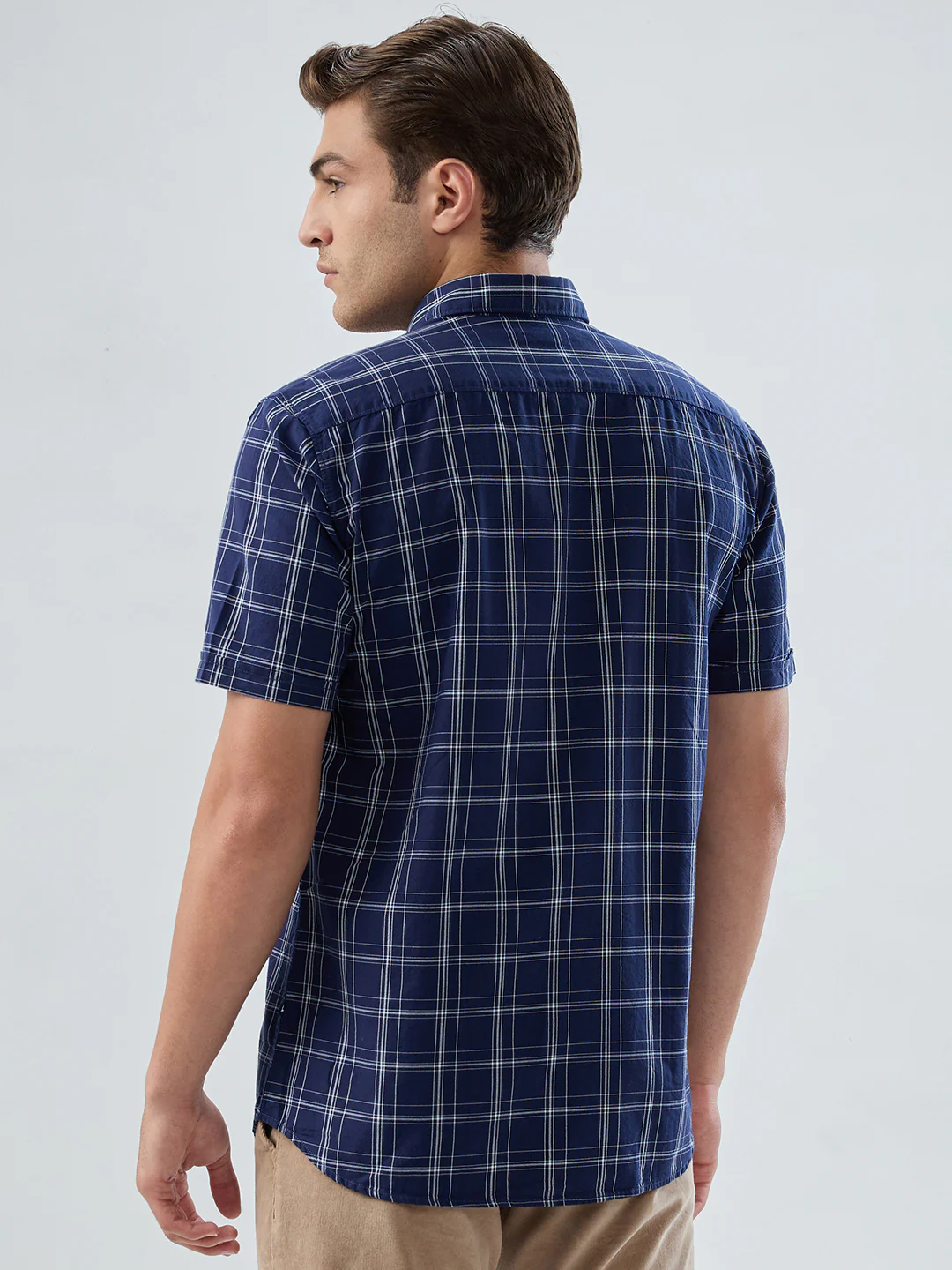 Parx Men Blue Checks Slim Fit Cotton Shirt - Image 4