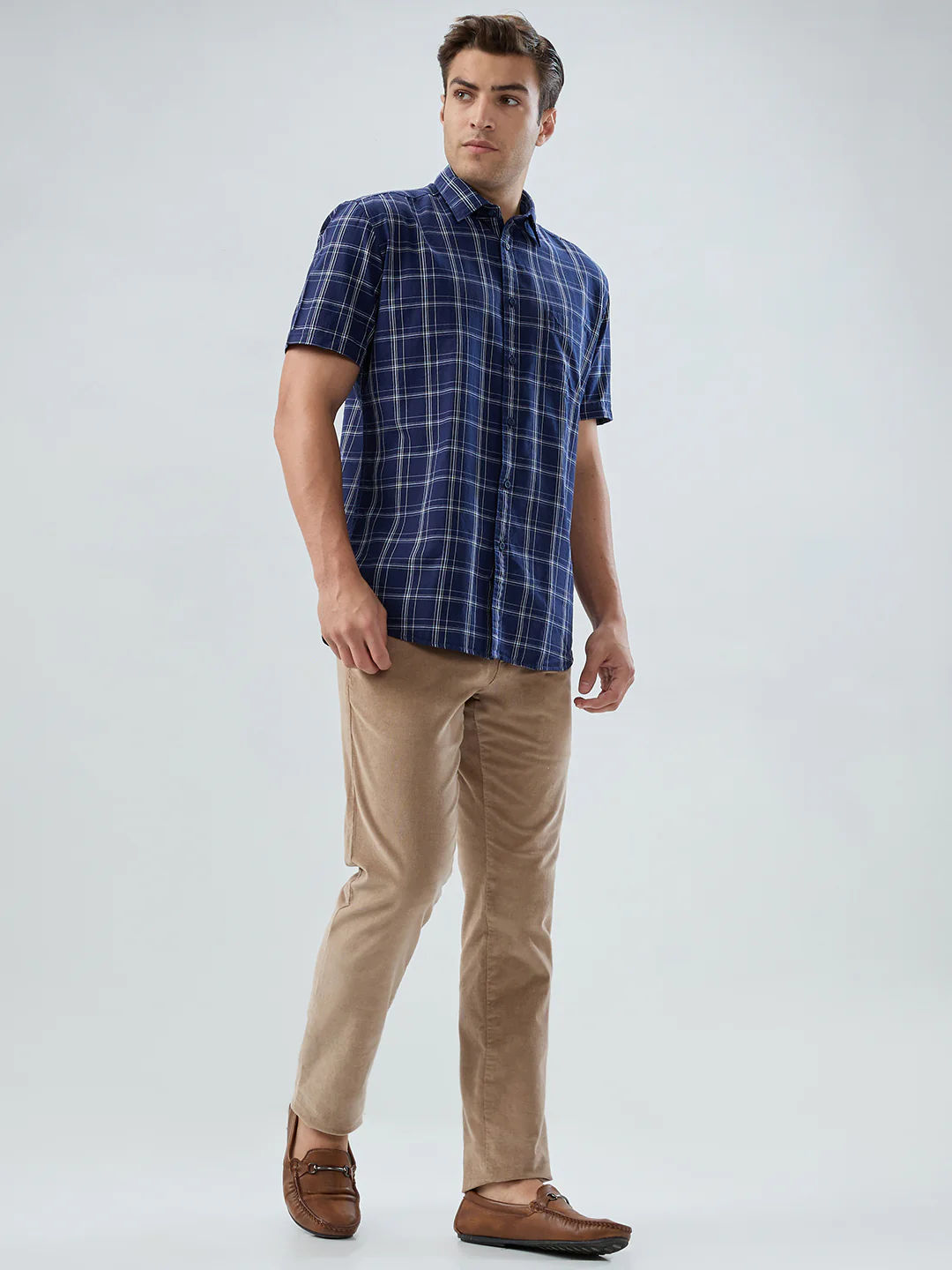 Parx Men Blue Checks Slim Fit Cotton Shirt - Image 5