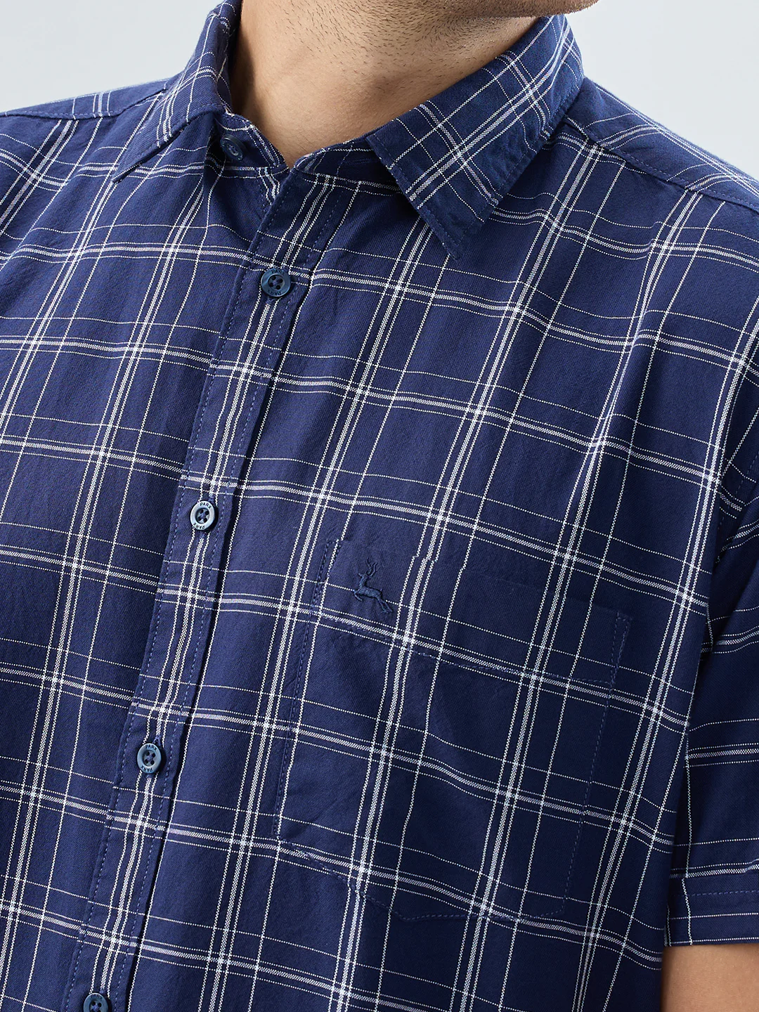 Parx Men Blue Checks Slim Fit Cotton Shirt - Image 6
