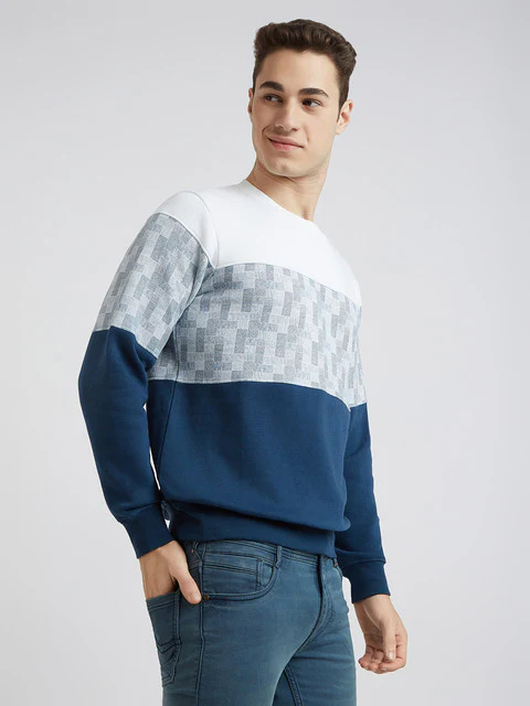 Parx Men Blue Cut & Sew Regular Fit Cotton Blend Sweatshirt - Image 2