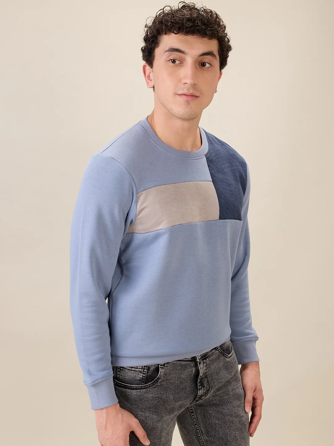 Parx Men Blue Cut & Sew Regular Fit Cotton Blend Sweatshirt - Image 2