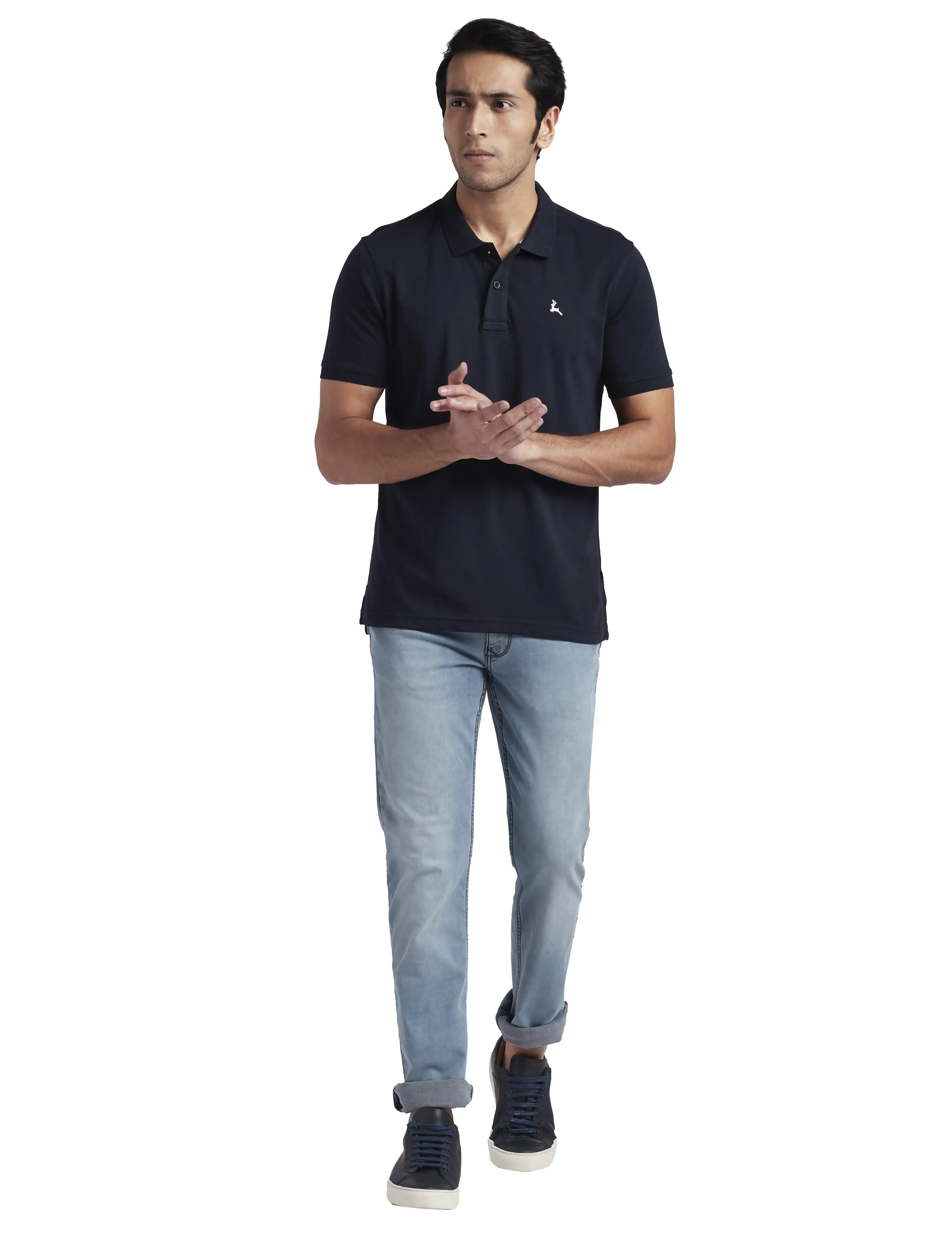 Parx Men Blue Dobby Slim Tapered Fit Cotton Blend Jeans - Image 5