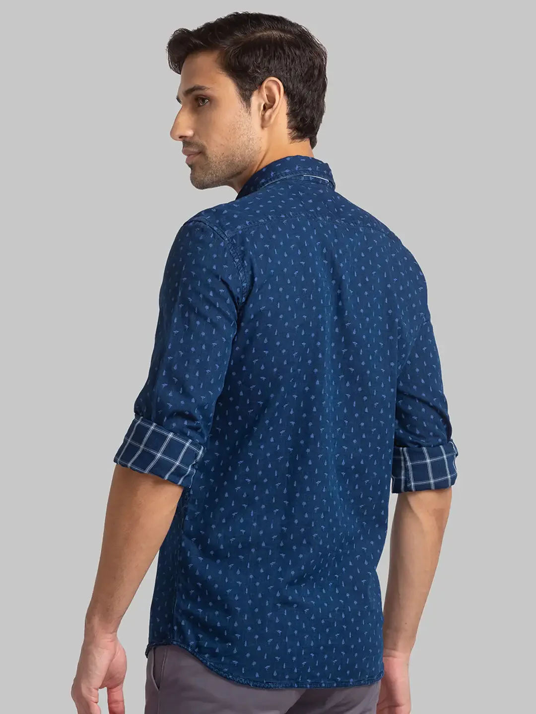 Parx Men Blue Double Cloth Slim Fit Cotton Shirt - Image 4