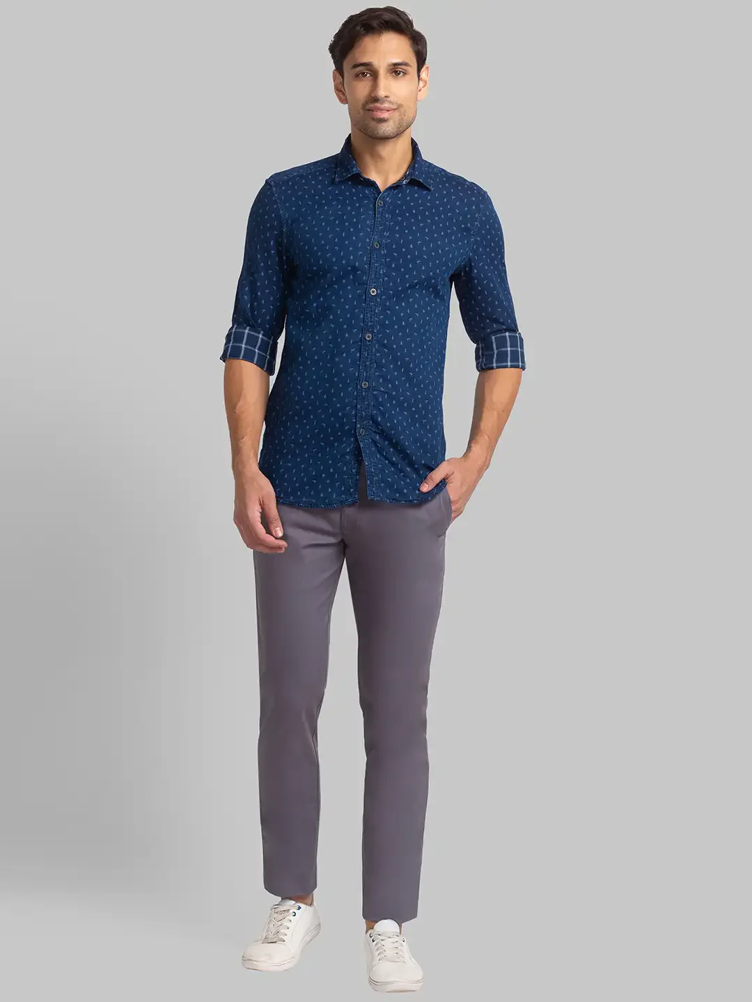 Parx Men Blue Double Cloth Slim Fit Cotton Shirt - Image 5