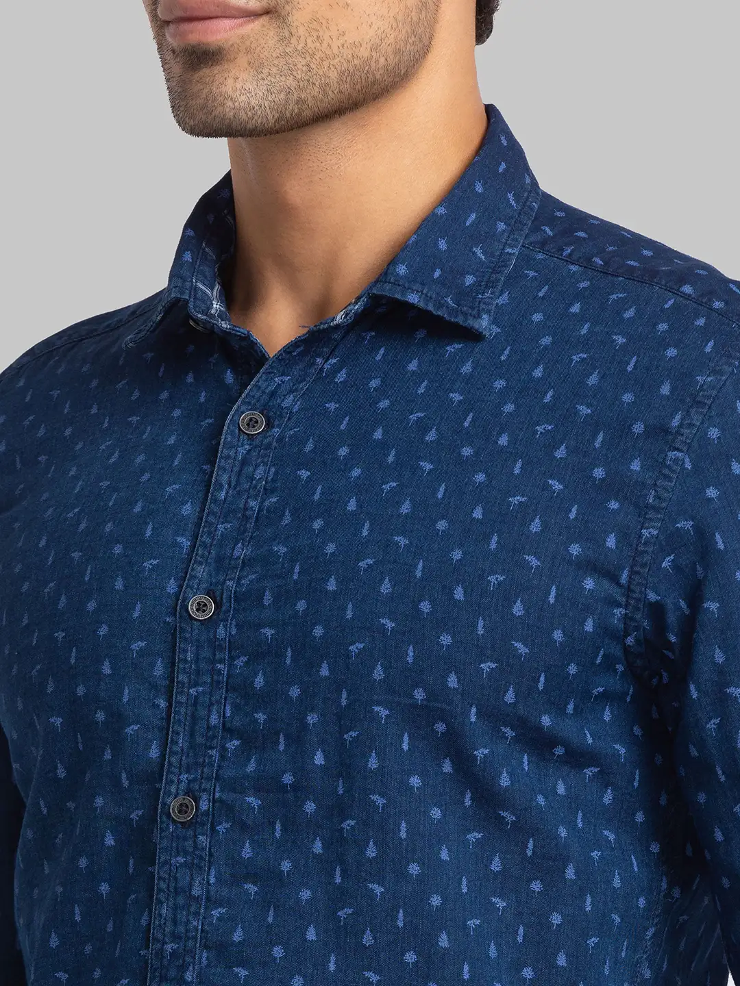 Parx Men Blue Double Cloth Slim Fit Cotton Shirt - Image 6