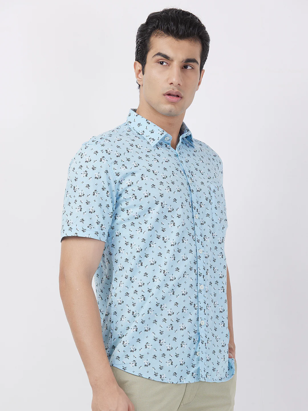 Parx Men Blue Engineered Slim Fit Cotton Shirt - Image 2
