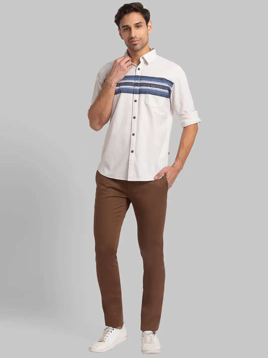 Parx Men Brown Engineered Slim Fit Cotton Casual Shirt - Image 5
