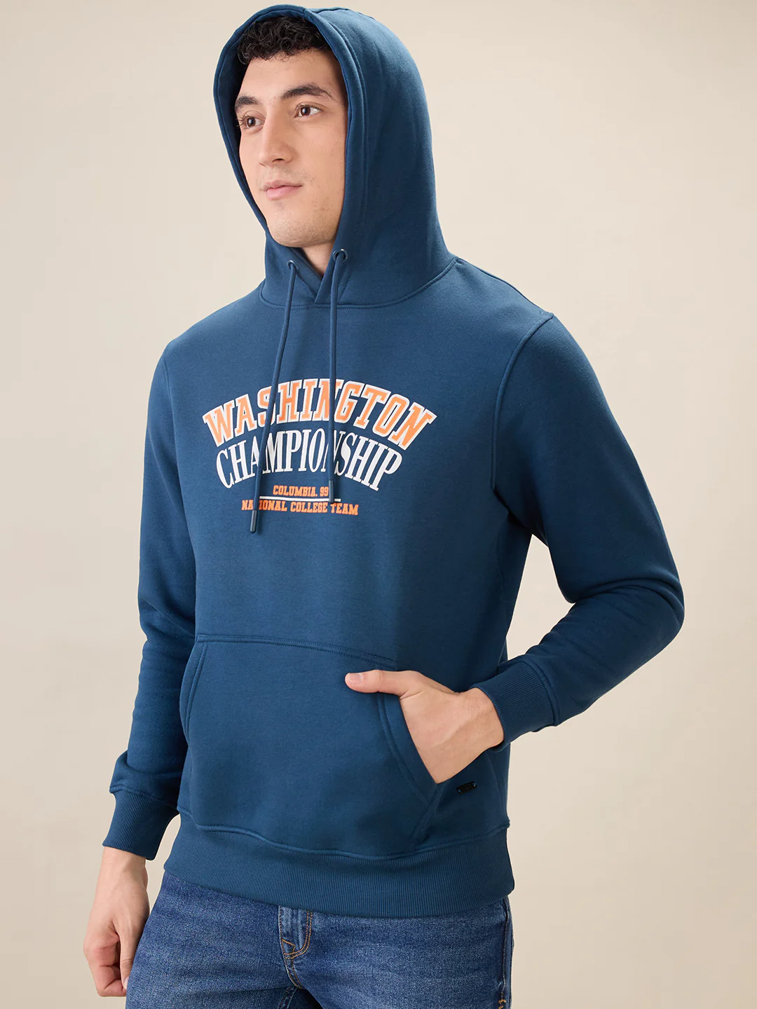 Parx Men Blue Graphic Regular Fit Cotton Blend Sweatshirt - Image 3