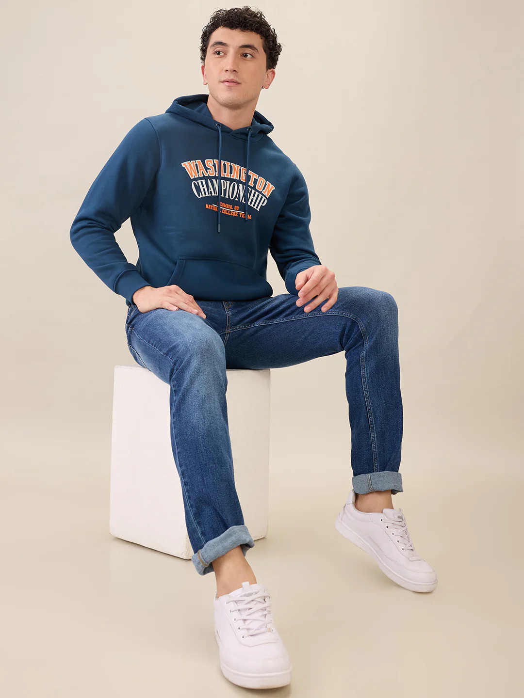 Parx Men Blue Graphic Regular Fit Cotton Blend Sweatshirt - Image 7