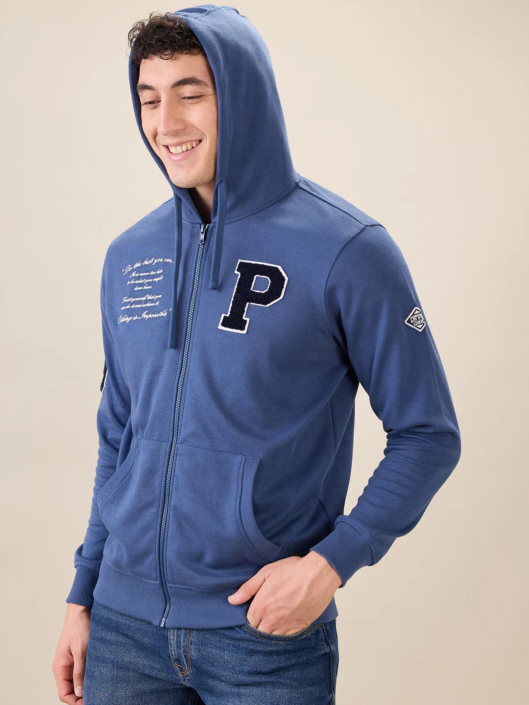 Parx Men Blue Graphic Regular Fit Cotton Blend Sweatshirt - Image 3