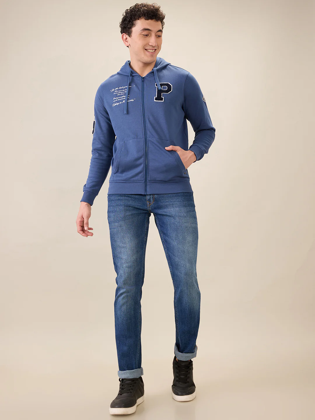 Parx Men Blue Graphic Regular Fit Cotton Blend Sweatshirt - Image 5