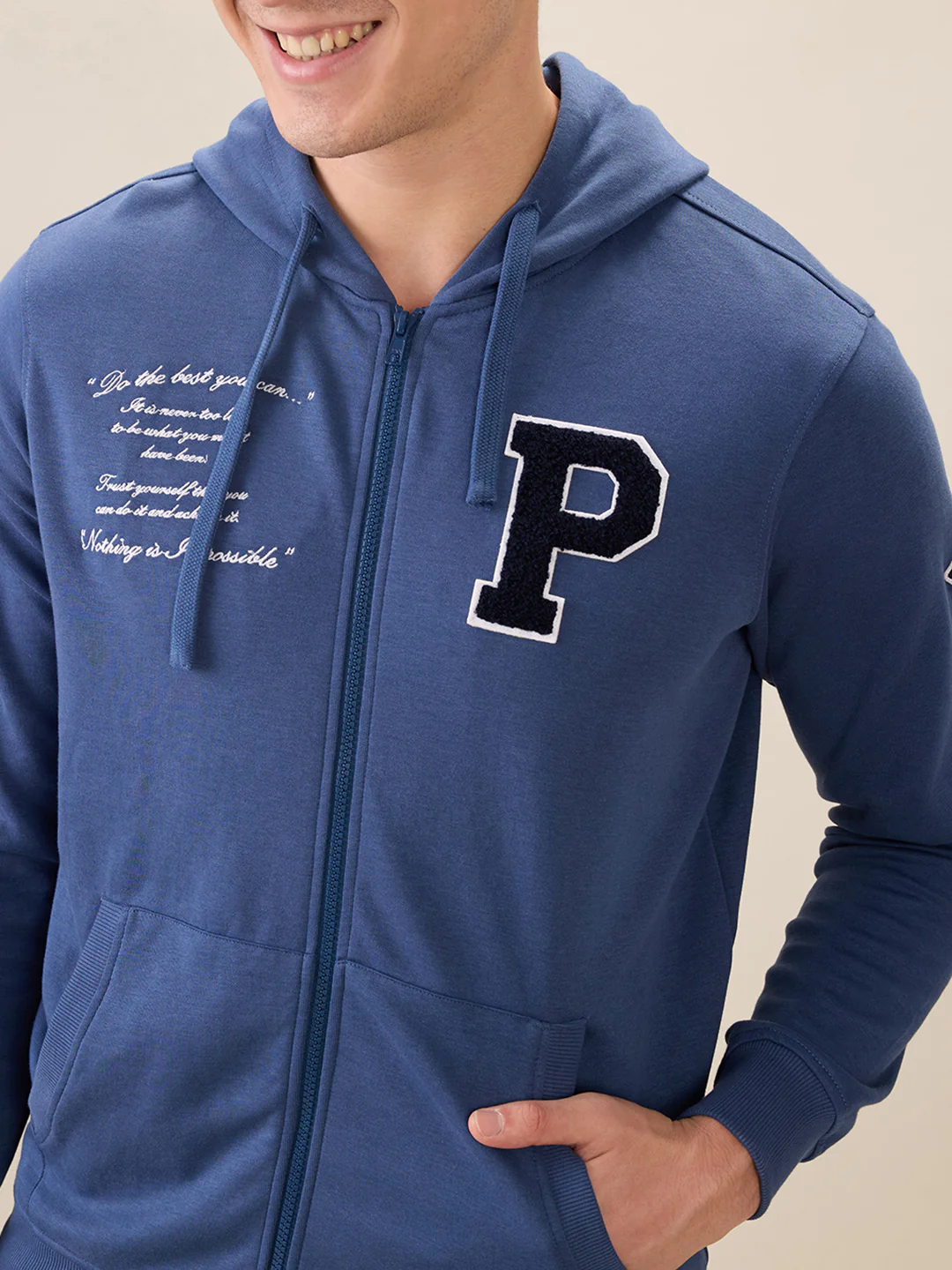 Parx Men Blue Graphic Regular Fit Cotton Blend Sweatshirt - Image 6