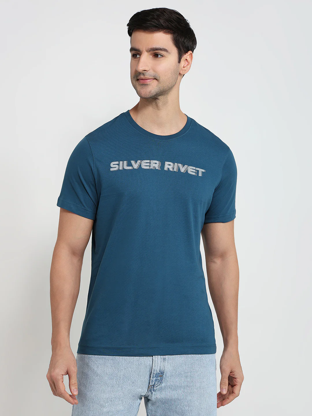 Parx Men Blue Graphic Regular Fit Cotton T-Shirt