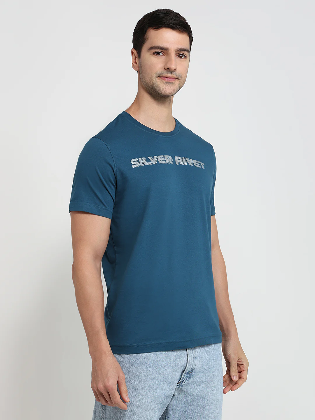 Parx Men Blue Graphic Regular Fit Cotton T-Shirt - Image 3