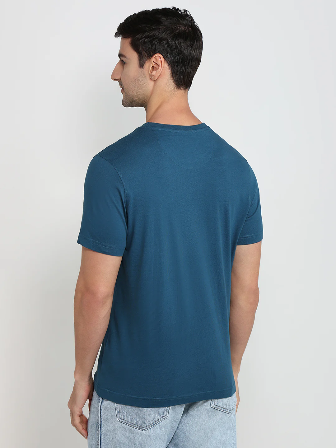 Parx Men Blue Graphic Regular Fit Cotton T-Shirt - Image 4