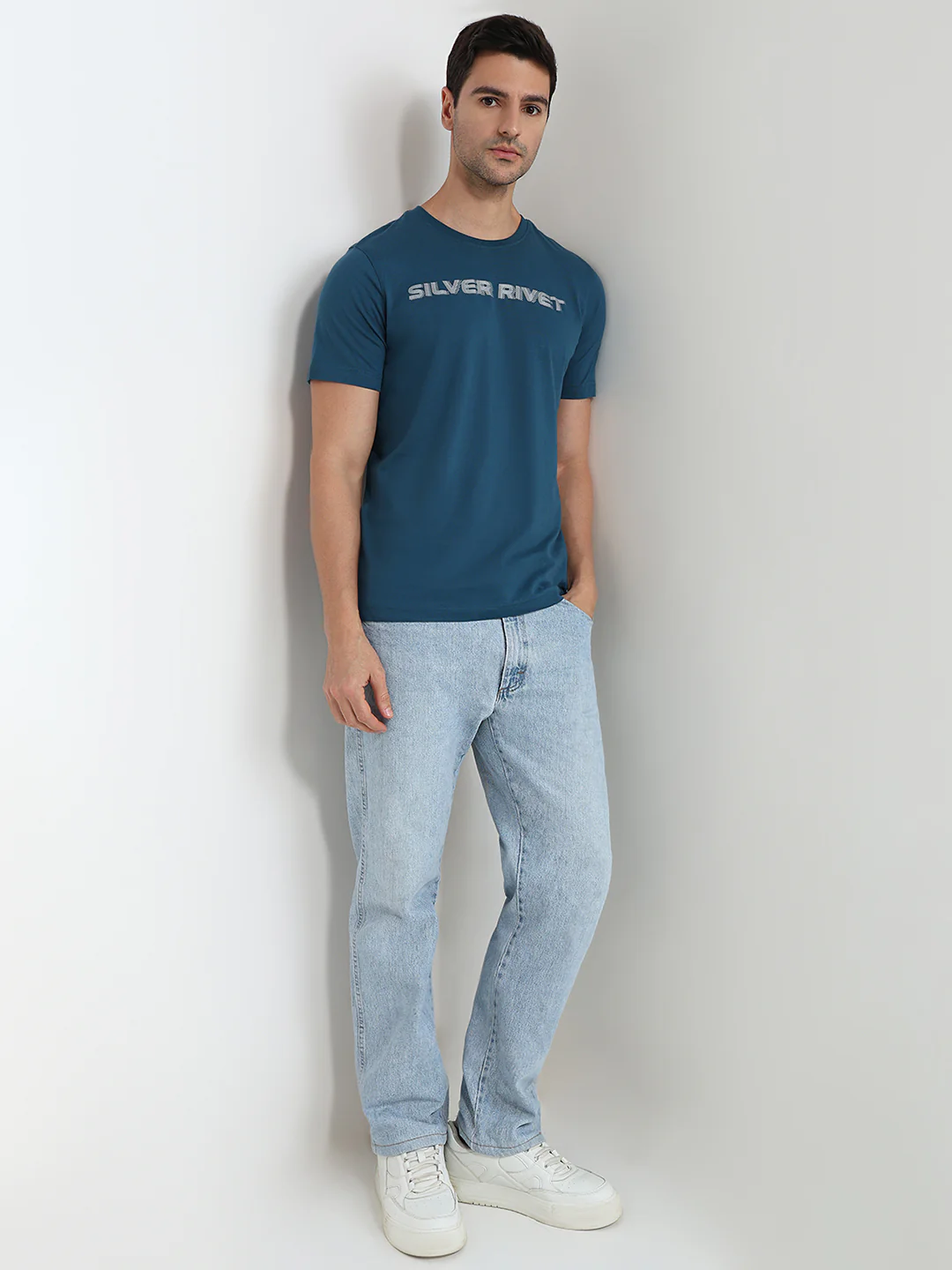 Parx Men Blue Graphic Regular Fit Cotton T-Shirt - Image 5