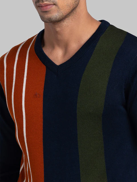 Parx Men Blue Intarsia Acrylic Sweater - Image 6