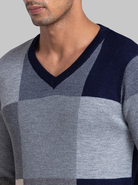 Parx Men Blue Intarsia Acrylic Sweater - Image 6