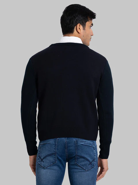 Parx Men Blue Intarsia Sweater - Image 4