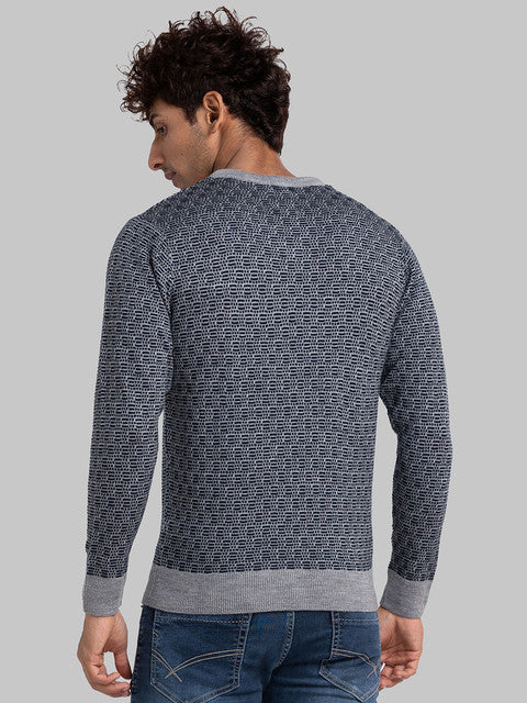 Parx Men Blue Jacquard Acrylic Sweater - Image 4