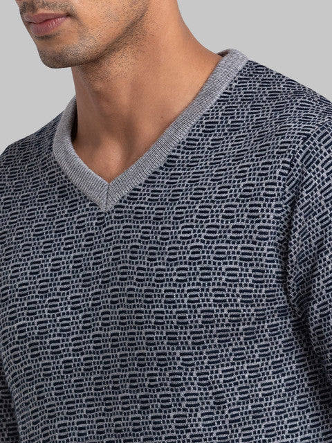 Parx Men Blue Jacquard Acrylic Sweater - Image 6