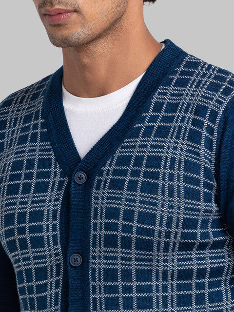 Parx Men Blue Jacquard Acrylic Sweater - Image 6