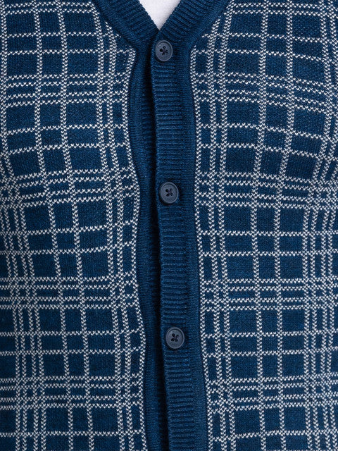 Parx Men Blue Jacquard Acrylic Sweater - Image 7