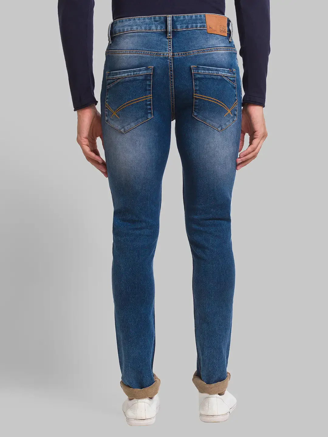 Parx Men Blue Jacquard Skinny Fit Cotton Blend Jeans - Image 4