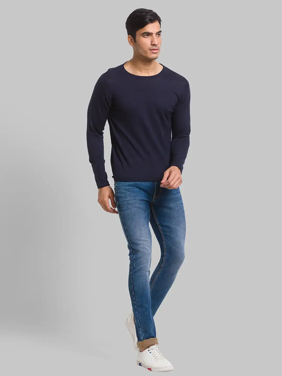 Parx Men Blue Jacquard Skinny Fit Cotton Blend Jeans - Image 5