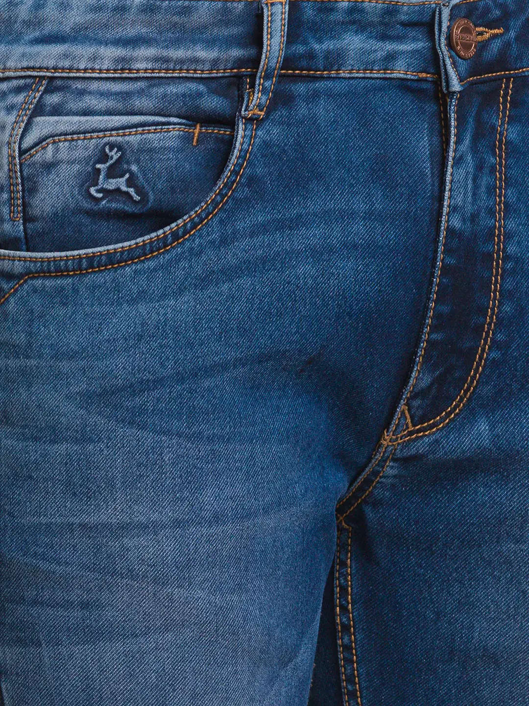 Parx Men Blue Jacquard Skinny Fit Cotton Blend Jeans - Image 6